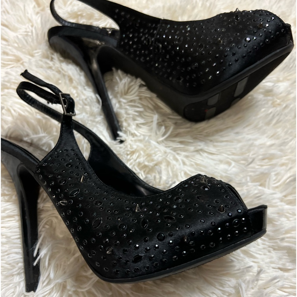 Unworn! Black rhinestone heels